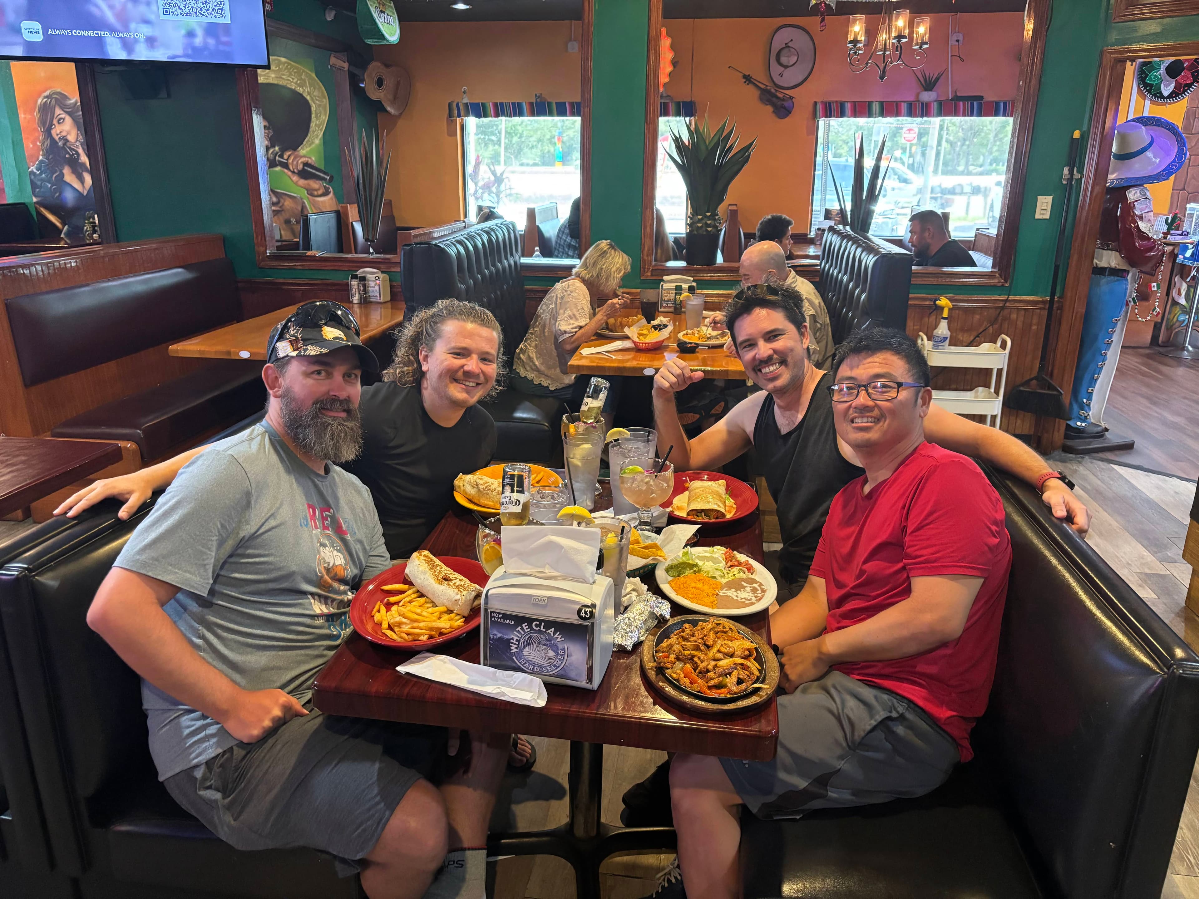 The crew grabbing food to refuel