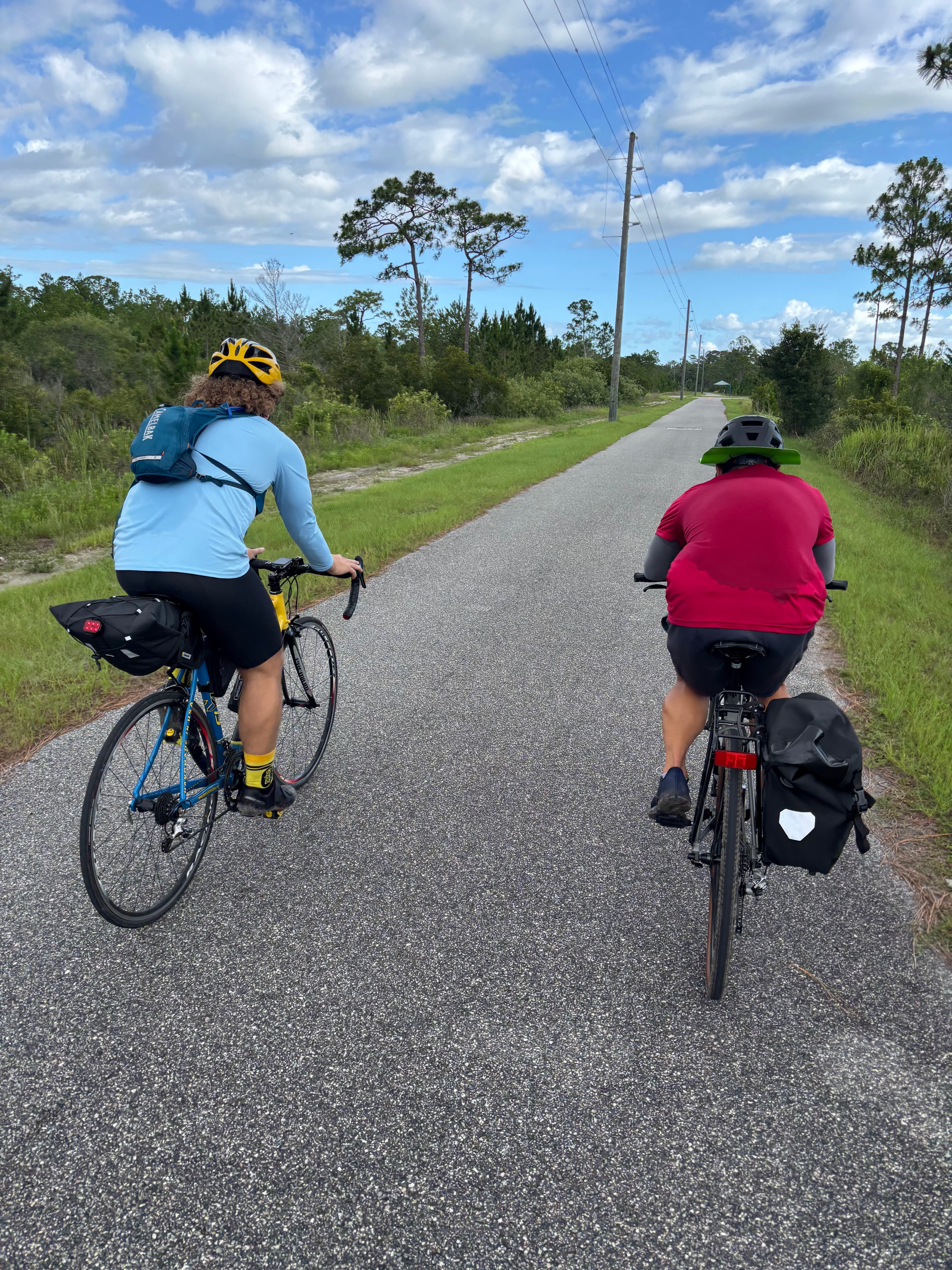 Riding through the trails with the crew