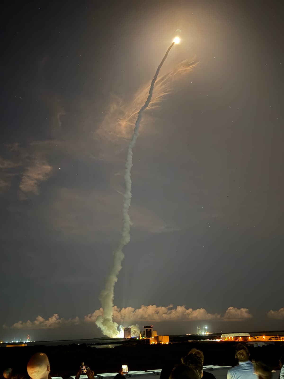 Atlas V climbing through the night sky